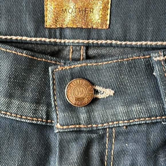 MOTHER The Vamp Gift Wrapped Dark Blue Cropped Jeans ankle slits - Picture 10 of 11